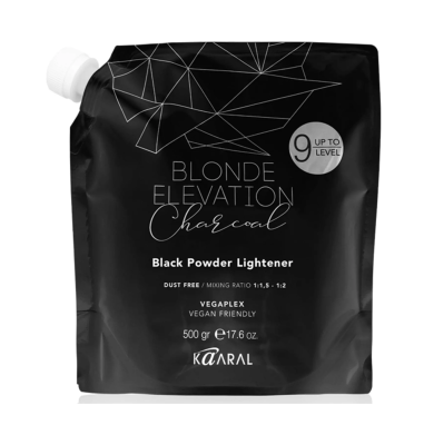 Черная обесцвечивающая пудра для волос 500 мл BLONDE ELEVATION CHARCOAL BLACK POWDER LIGHTENER GR 